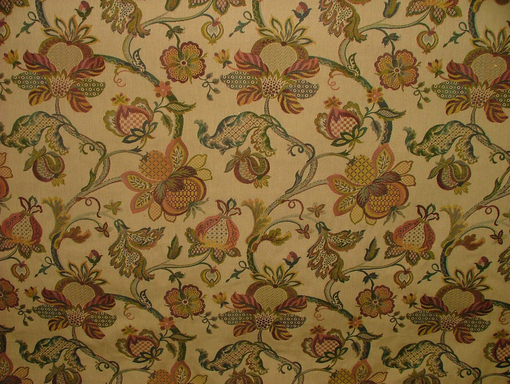 Jacobean Garden Gold Woven Tapestry Jacquard Curtain Upholstery Designer Fabric