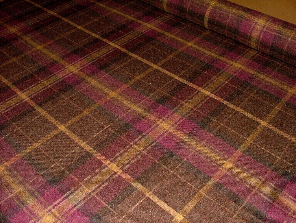 100% Shetland Wool Heather Brindle Gold Tartan Upholstery Curtain Cushion Fabric