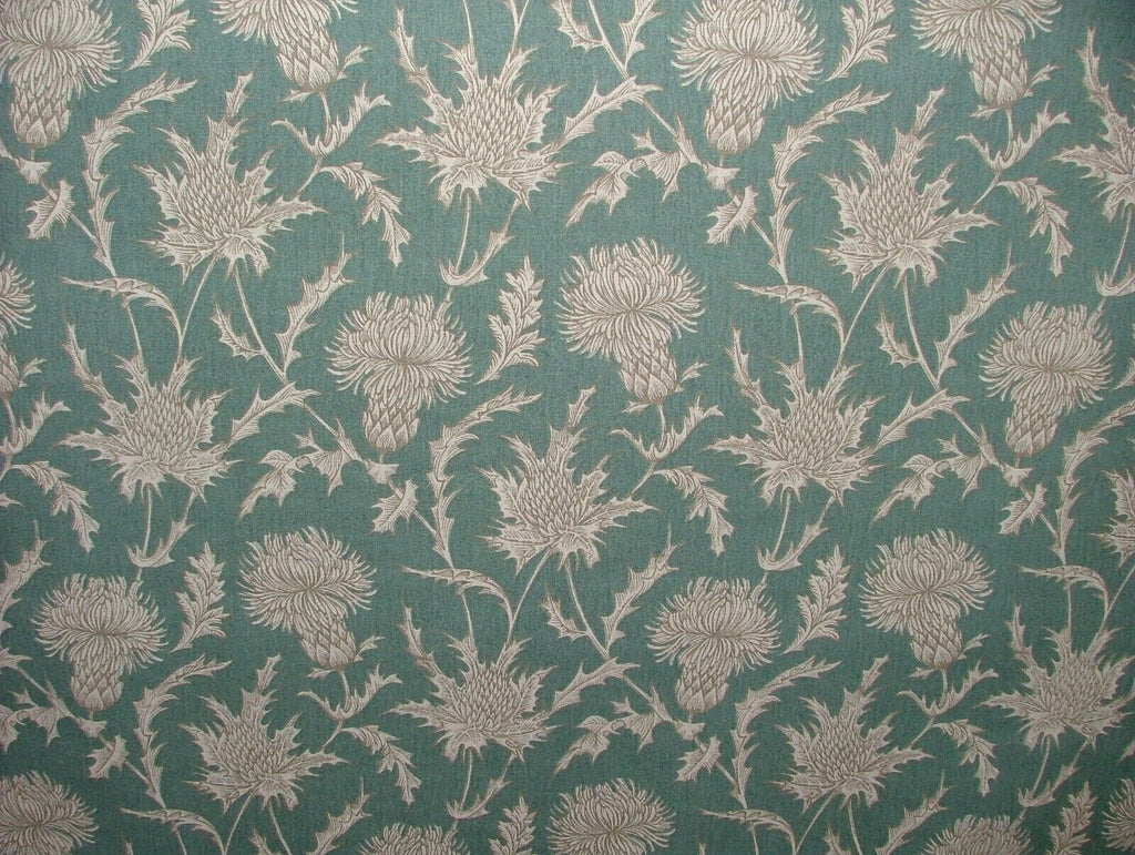 2.3 Metres Highland Thistle Teal Cotton Curtain Upholstery Cushion Blind Fabric