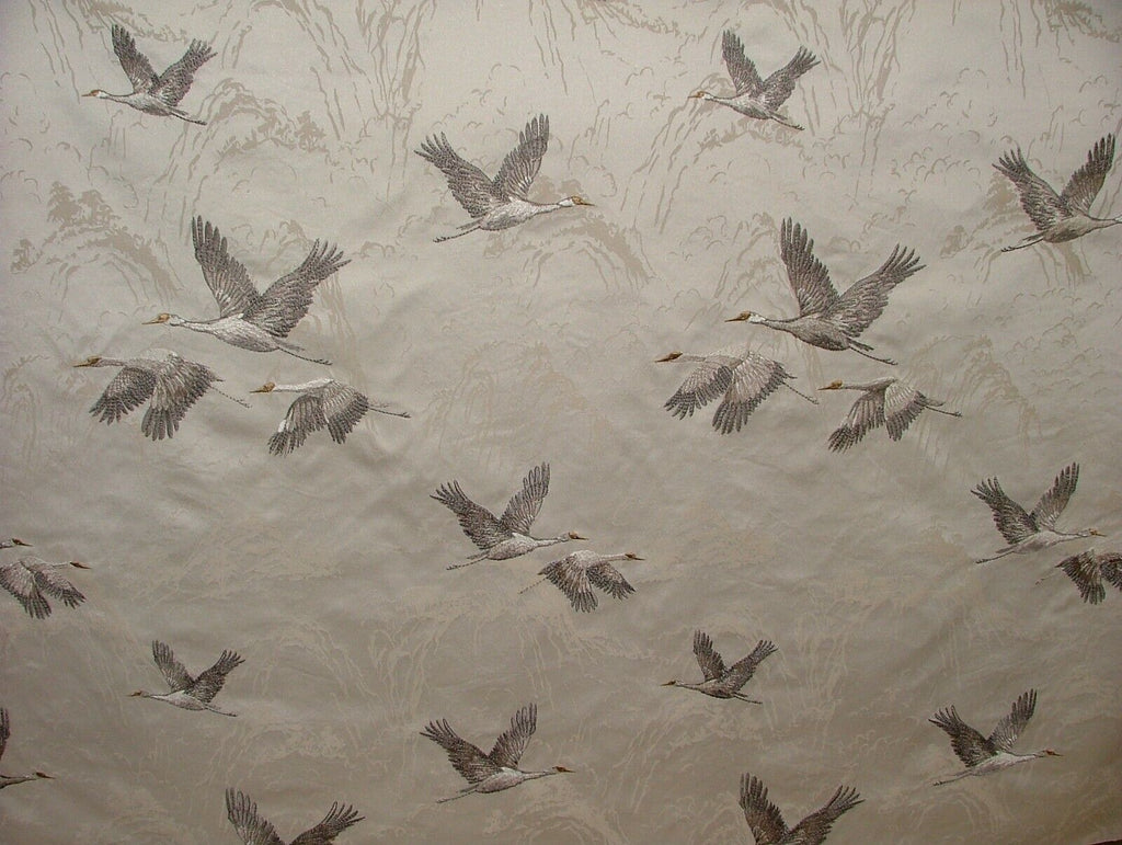 Laura Ashley Animalia Crane Bird Embroidered Fabric Curtain Cushion Roman Blind