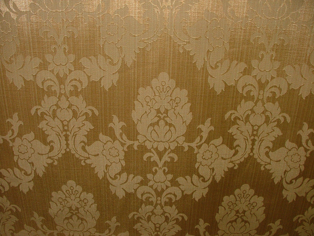 Antique Gold Madagascar Designer Curtain Brocade Damask Upholstery Cotton Fabric