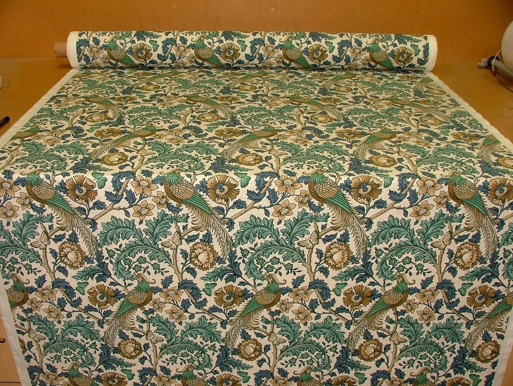 10 Metres Oakmere Verdigris Cotton Curtain Upholstery Roman Blind Fabric Morris