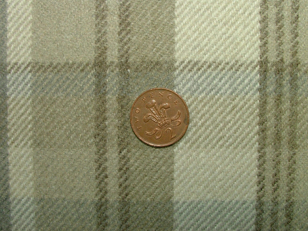 10m Elgin Taupe Wool Effect Washable Tartan Plaid Curtain Upholstery Fabric