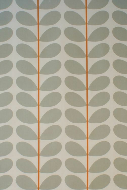 Designer Orla Kiely Two Colour Stem Warm Grey Cotton Curtain Upholstery Fabric