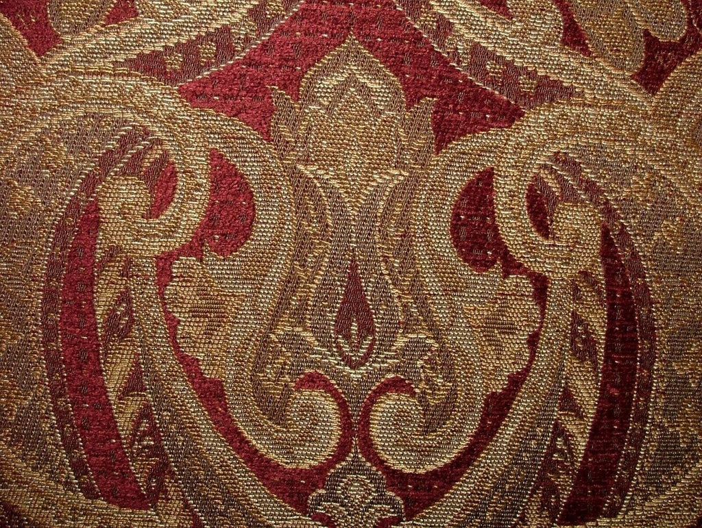 Windsor Claret And Gold Chenille Fabric Curtain Cushion Upholstery Throws Blinds