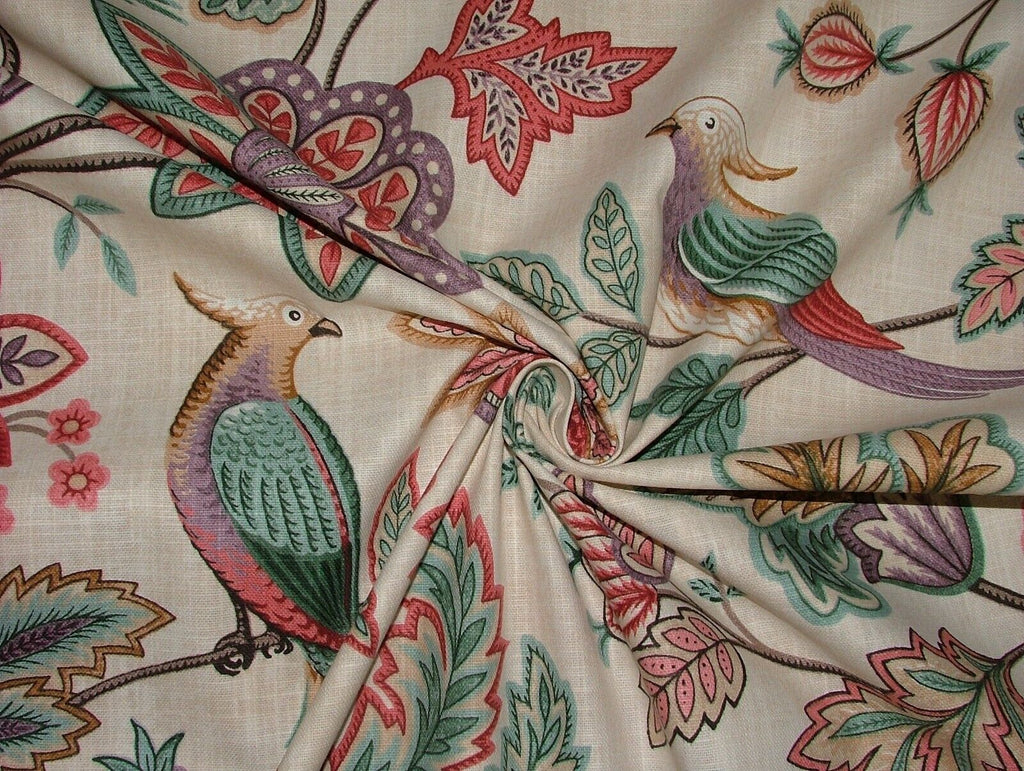 Chanterelle Wineberry Ornate Bird Floral Curtain Upholstery Cushion Blind Fabric