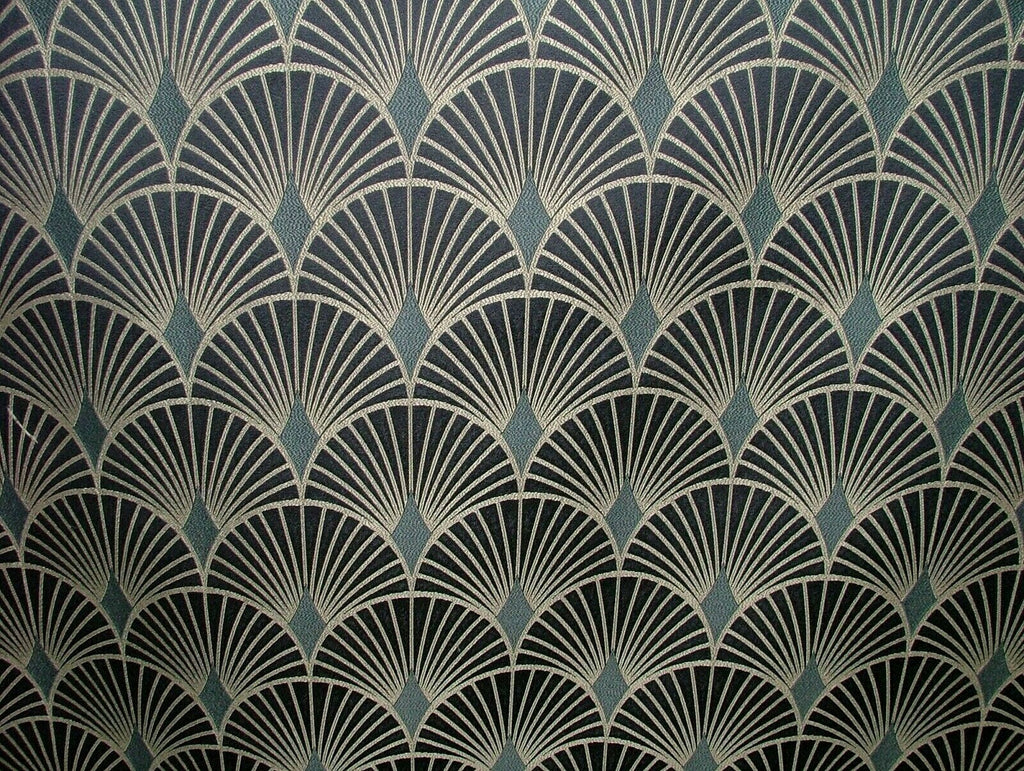 "Art Deco Fan" Jacquard Curtain Upholstery Cushion Use Designer Fabric