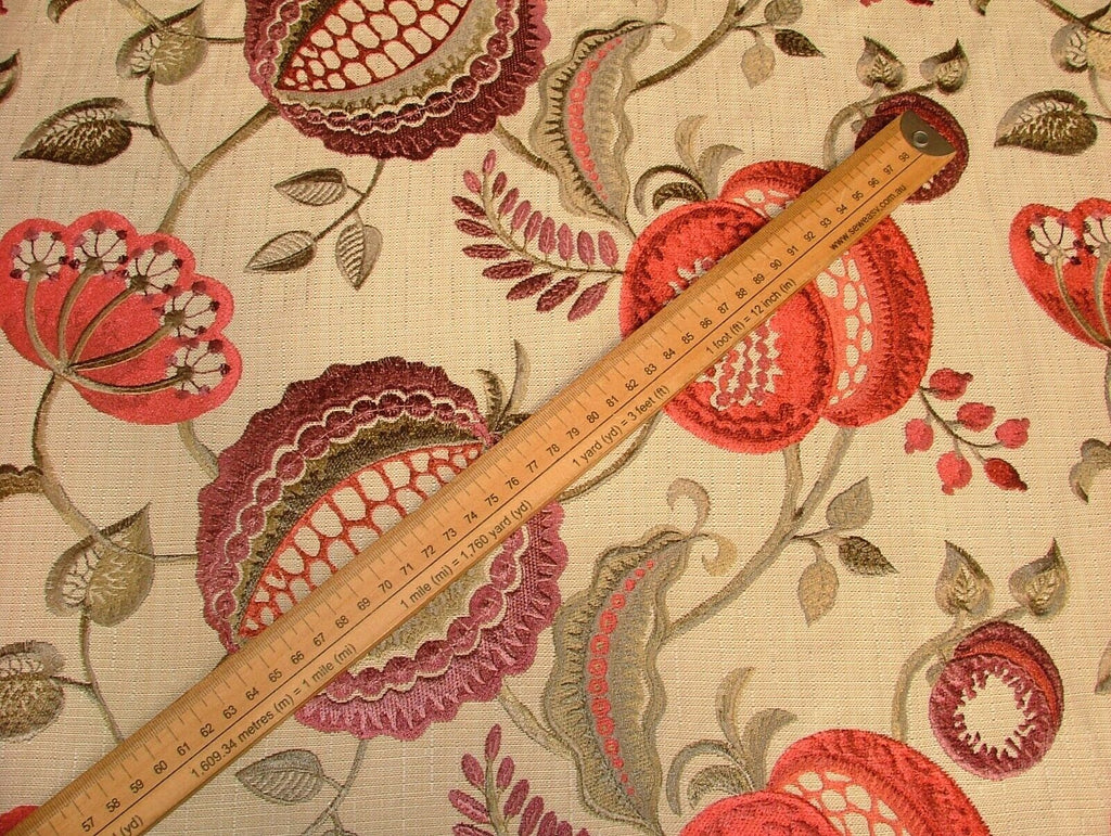 12 Metres iLiv Figs & Strawberry Embroidered Fabric Curtain Upholstery Cushion