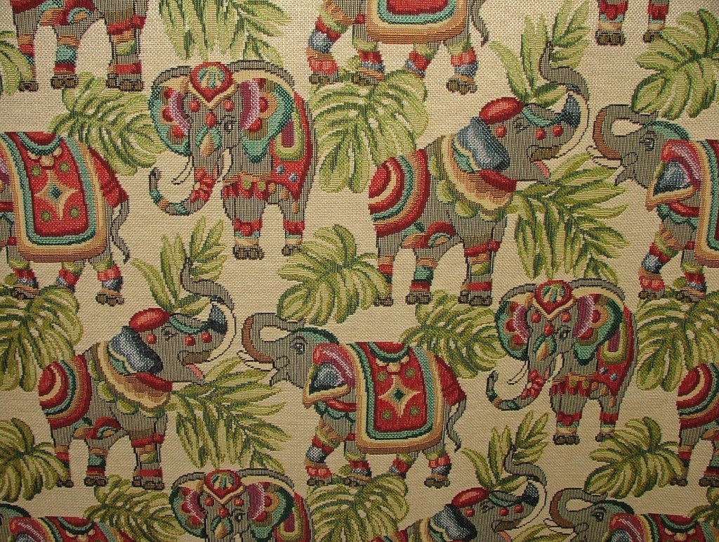 Elephants "Animal Tapestry" Designer Fabric Upholstery Curtains Cushions Throws