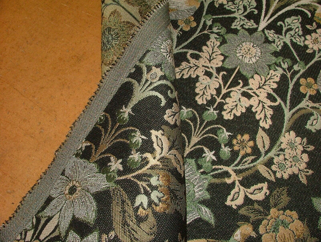 Morris Bird Black Jacquard Fabric Ideal For Curtain Upholstery Cushion Throws