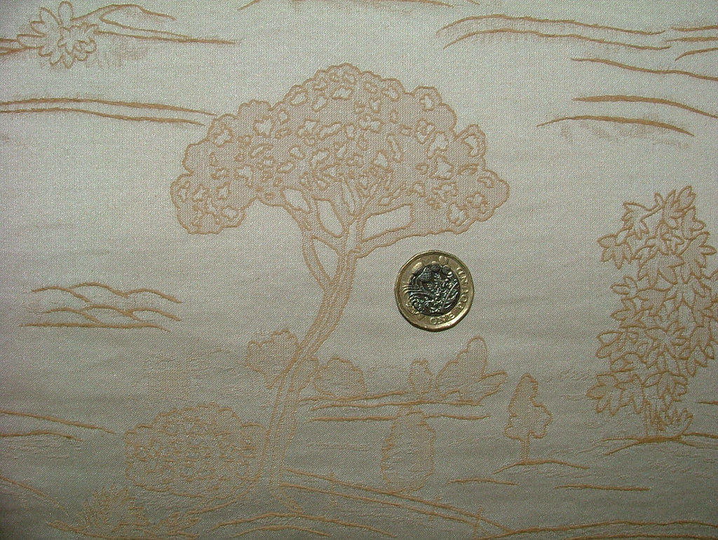 16 Metre Fields Of Trees Gold Jacquard Fabric Curtain Upholstery Cushion Tree