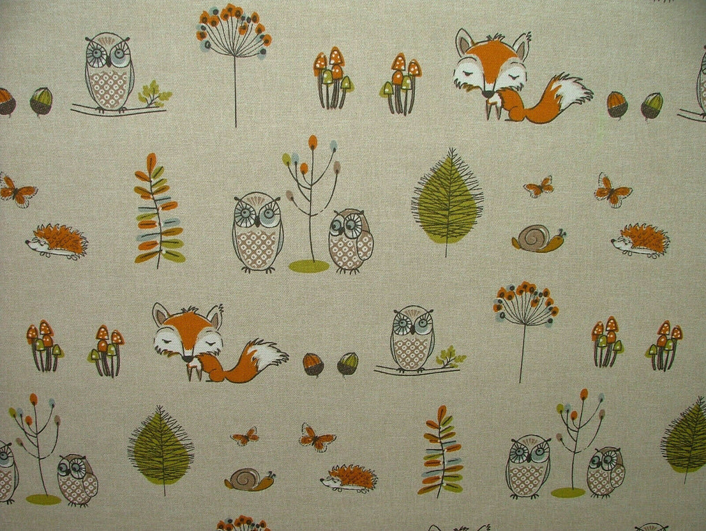 Woodland Fox Multi 100% Cotton Curtain Upholstery Cushion Roman Blind Fabric