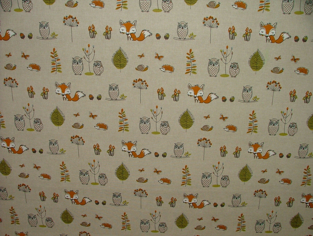 Fryetts Woodland Fox Multi Cotton Curtain Upholstery Cushion Roman Blind Fabric