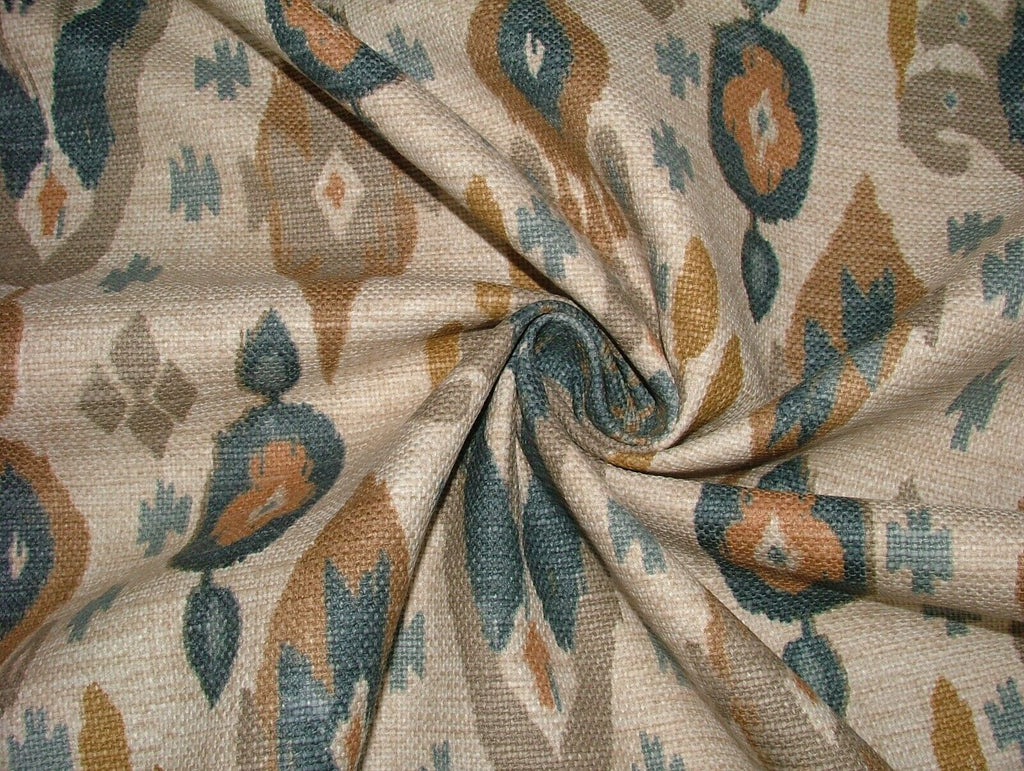 iLiv Boho Tan Ikat Linen Blend Cotton Curtain Upholstery Cushion Blind Fabric
