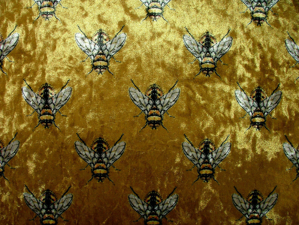 Luxurious Bees Plush Velvet Bee Fabric Curtain Upholstery Cushion Roman Blinds