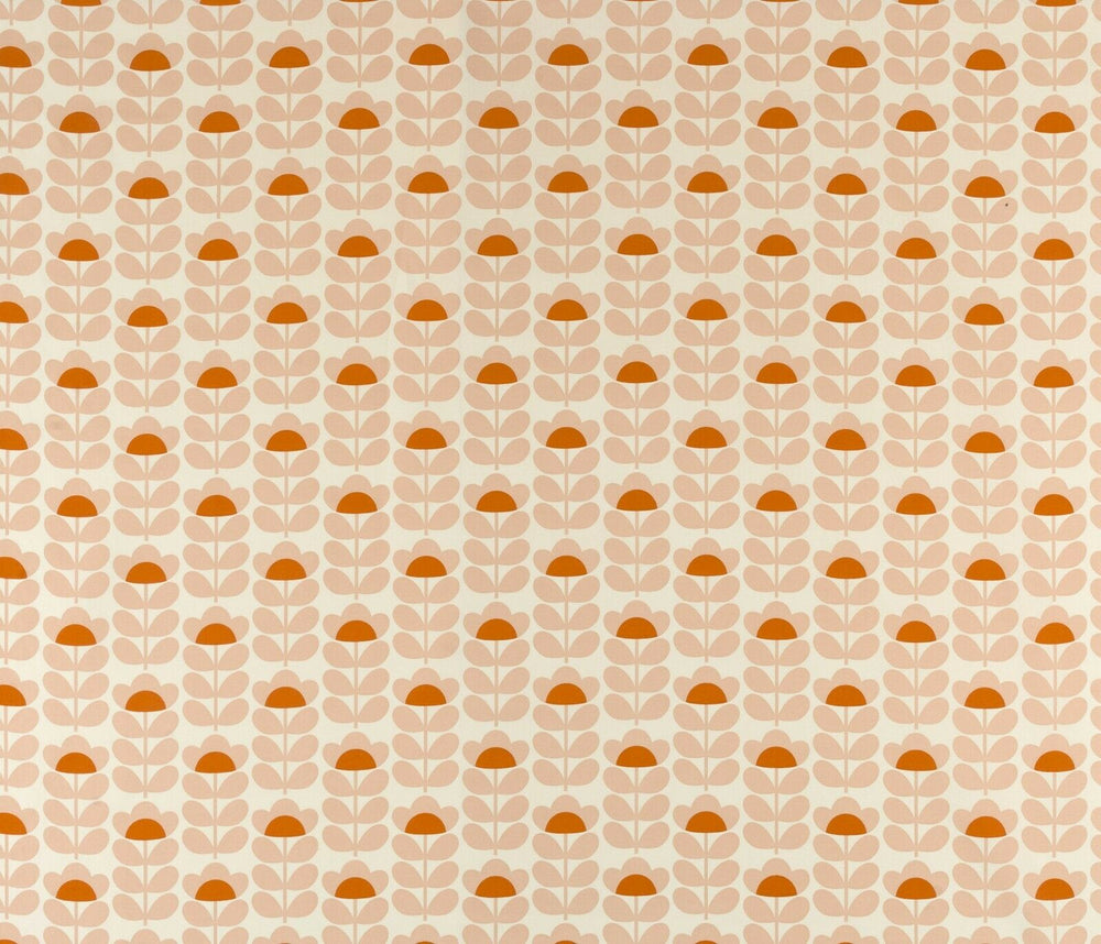 Designer Orla Kiely Sweetpea Orange Cotton Curtain Upholstery Fabric