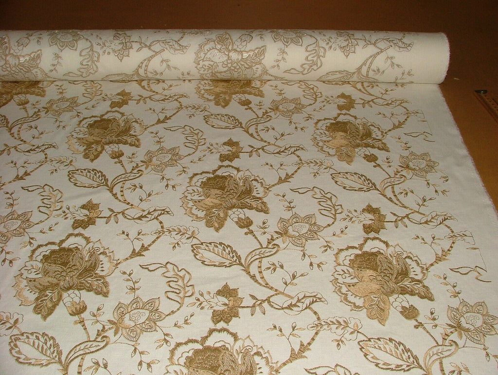 27 Metres Sandringham Gold Embroidered Fabric Curtain Upholstery Cushion Blinds