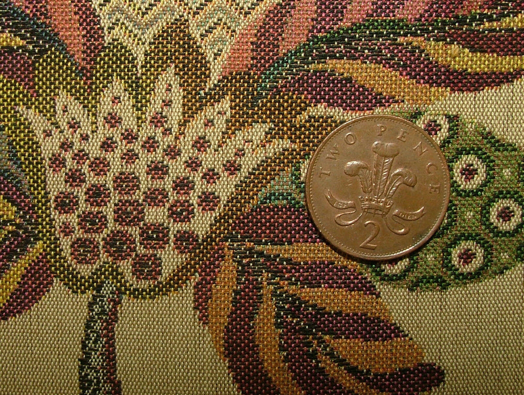 Jacobean Garden Gold Woven Tapestry Jacquard Curtain Upholstery Designer Fabric