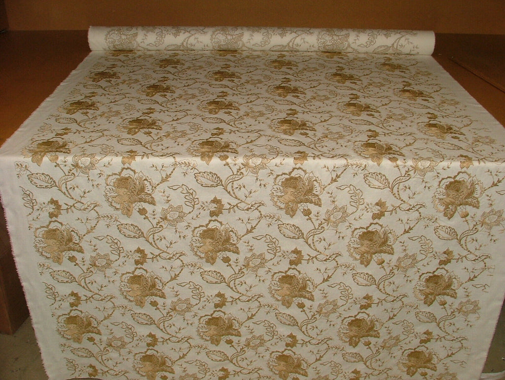 10 Metres Sandringham Gold Embroidered Fabric Curtain Upholstery Cushion Blinds