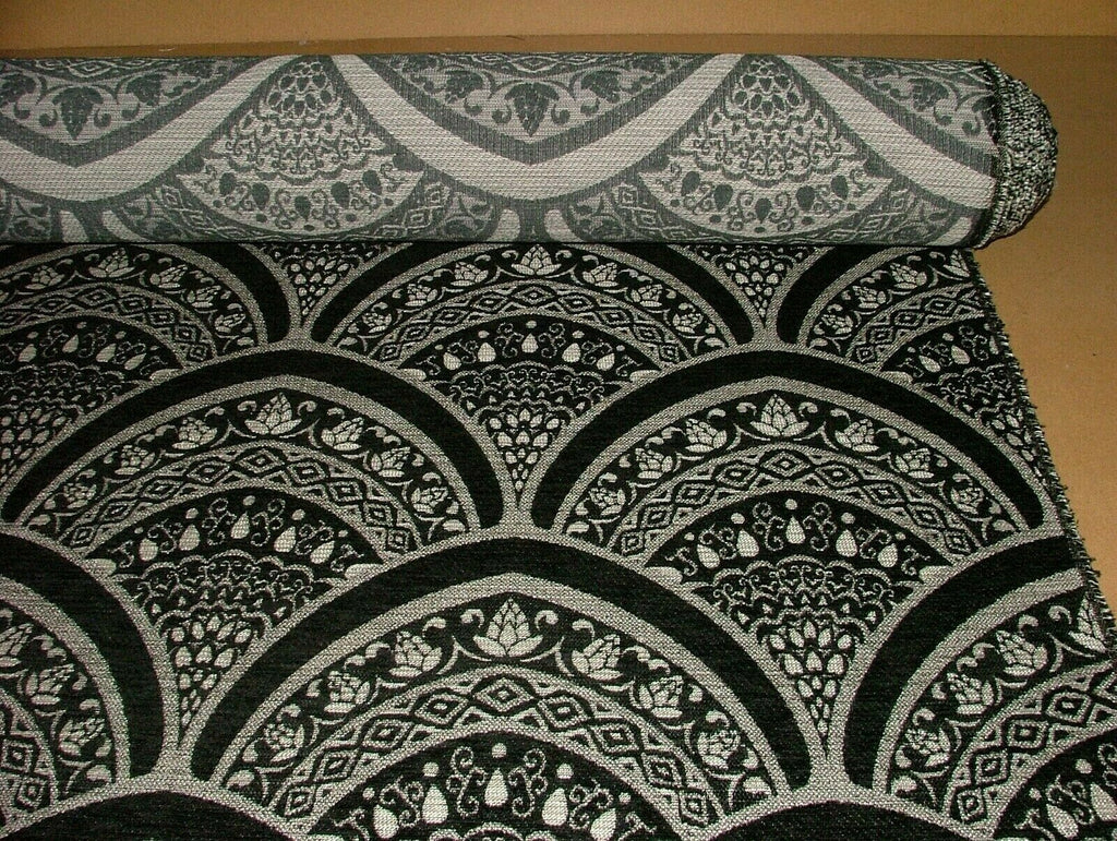 12 Metre Art Deco Black Flame Retardant Chenille Fabric Cushion Upholstery