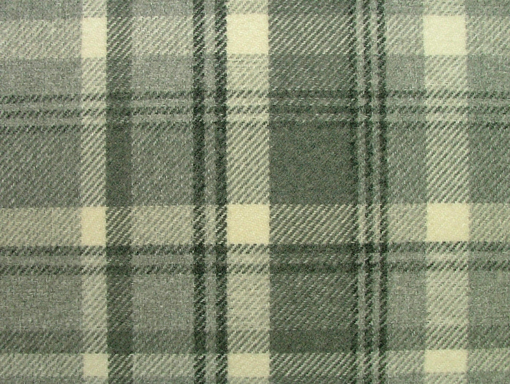 24m Elgin Dove Grey Wool Effect Thick Tartan Upholstery Curtain Designer Fabric