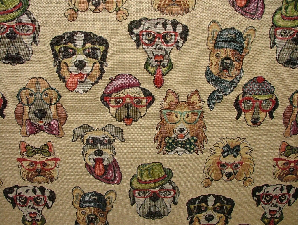 Dogs "Animal Tapestry" Designer Fabric For Upholstery Curtains Cushions Throws