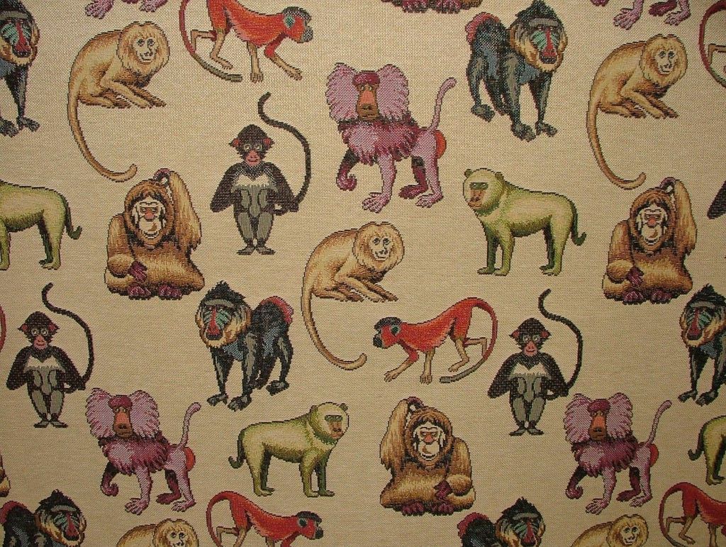Monkeys "Animal Tapestry" Designer Fabric Upholstery Curtains Cushions Throws