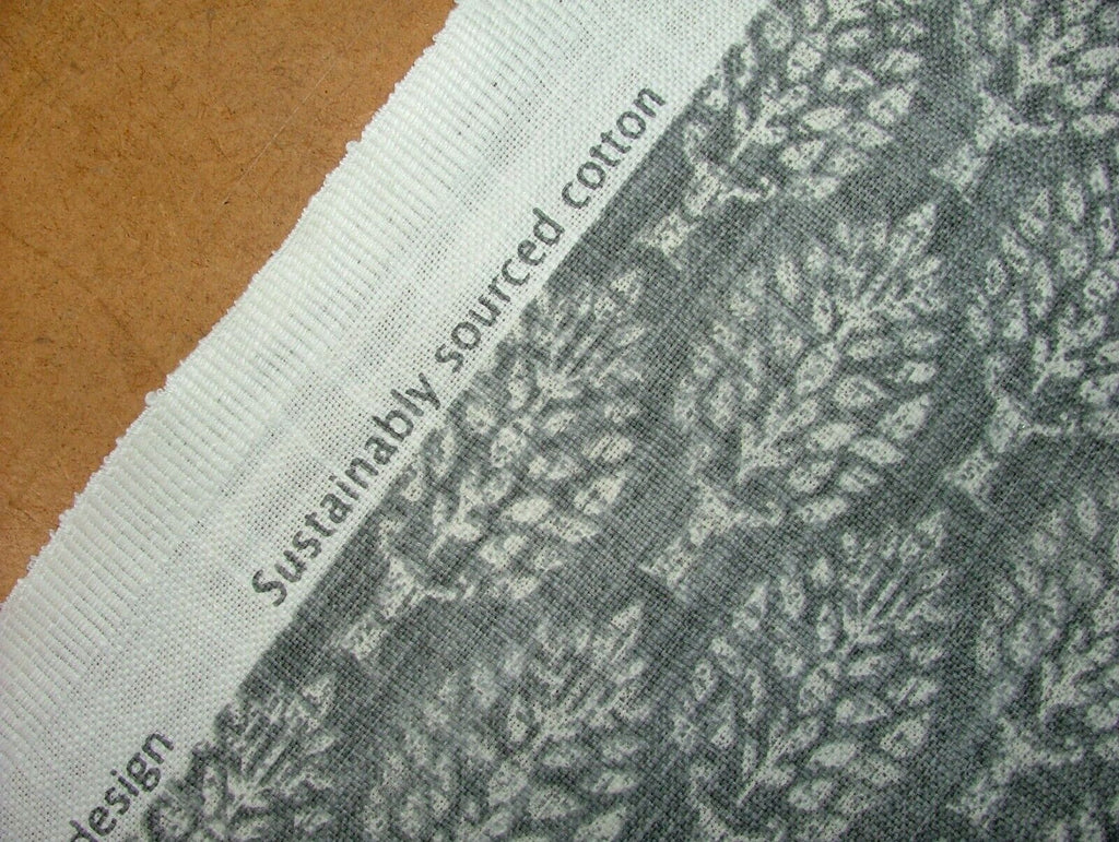 Spruce Tree Gunmetal Grey Cotton Curtain Upholstery Cushion Roman Blind Fabric