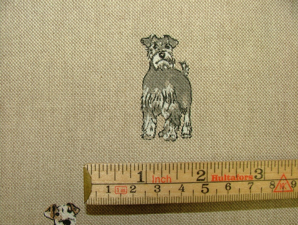 Mini Prints Dogs And Puppies Animals Linen Look Fabric Curtain Upholstery Blinds
