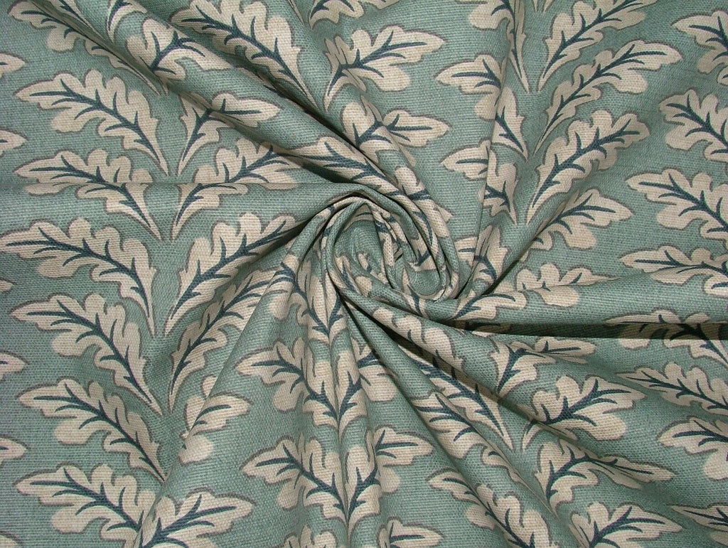 Morris Leaf Glacier Cotton Curtain Upholstery Cushion Roman Blind Fabric