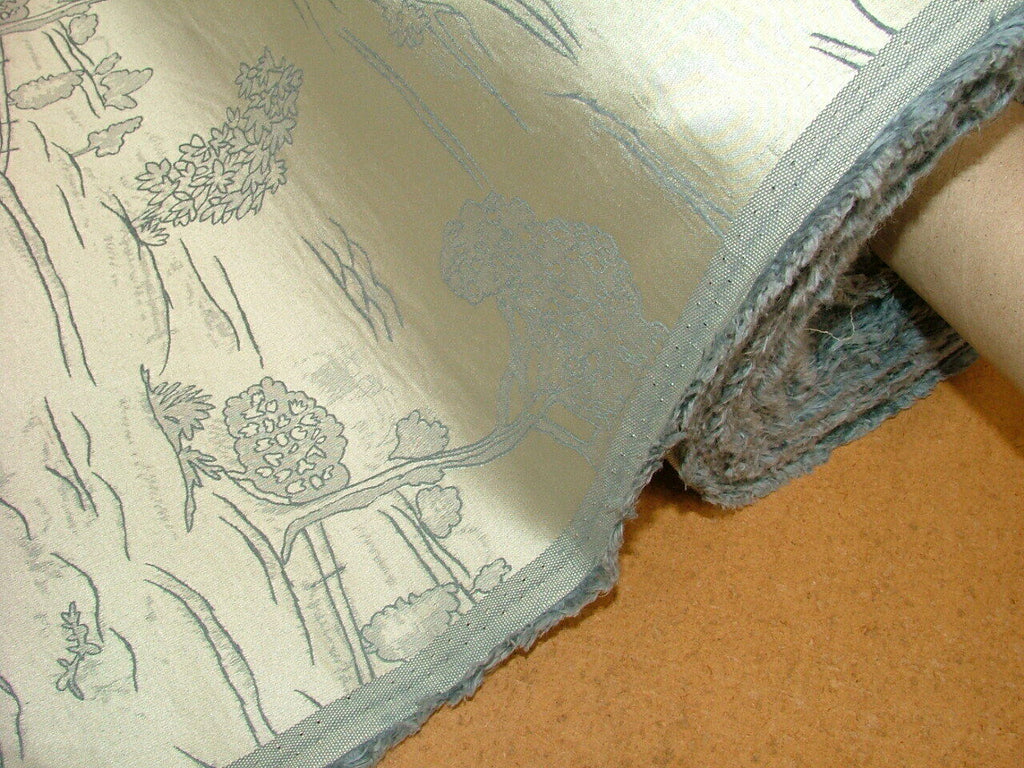 44 Metre Fields Of Trees Blue Jacquard Fabric Curtain Upholstery Cushion Tree