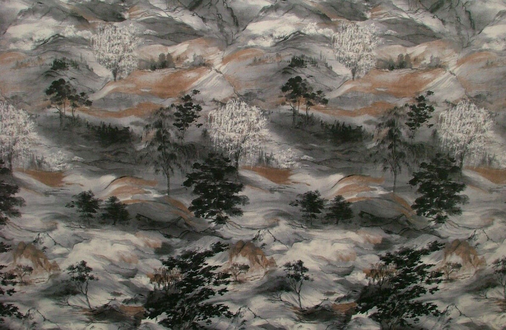 14 Metres Chinoiserie Tree Ink Velvet Fabric Upholstery Settee Cushion