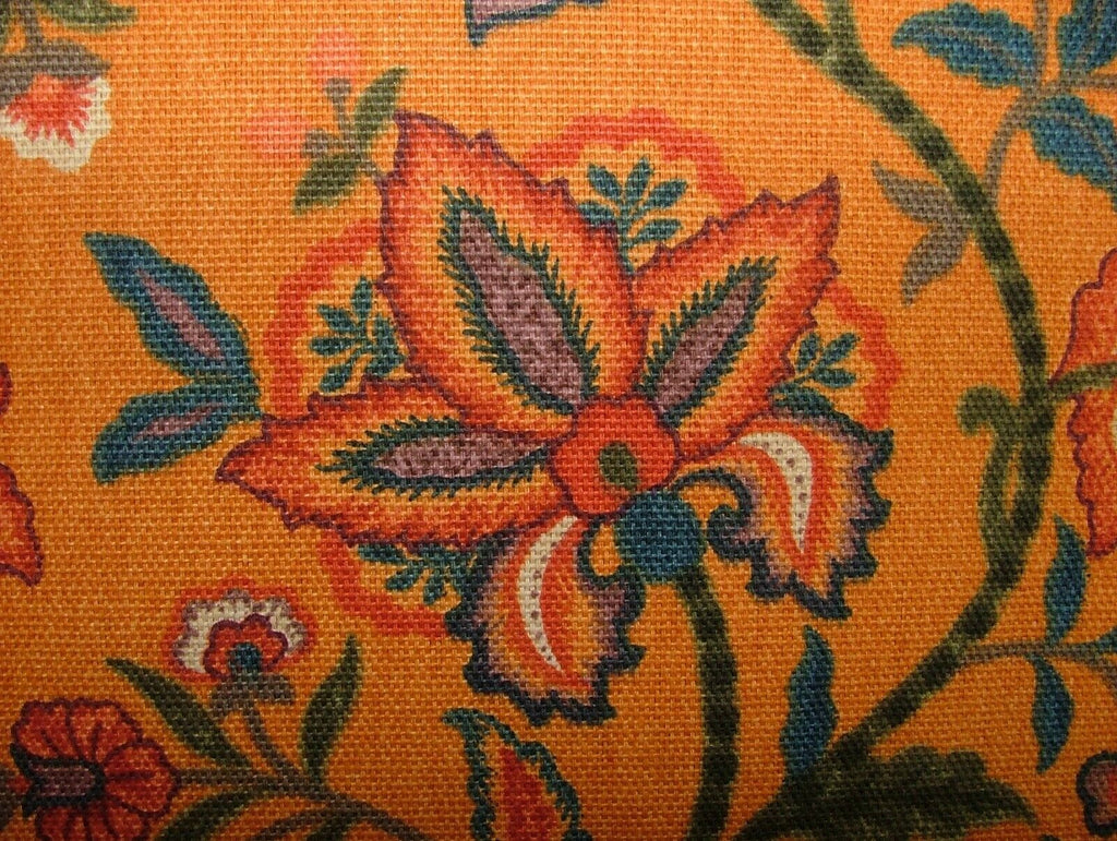 Grand Durbar Spice Floral Cotton Curtain Upholstery Cushion Roman Blind Fabric