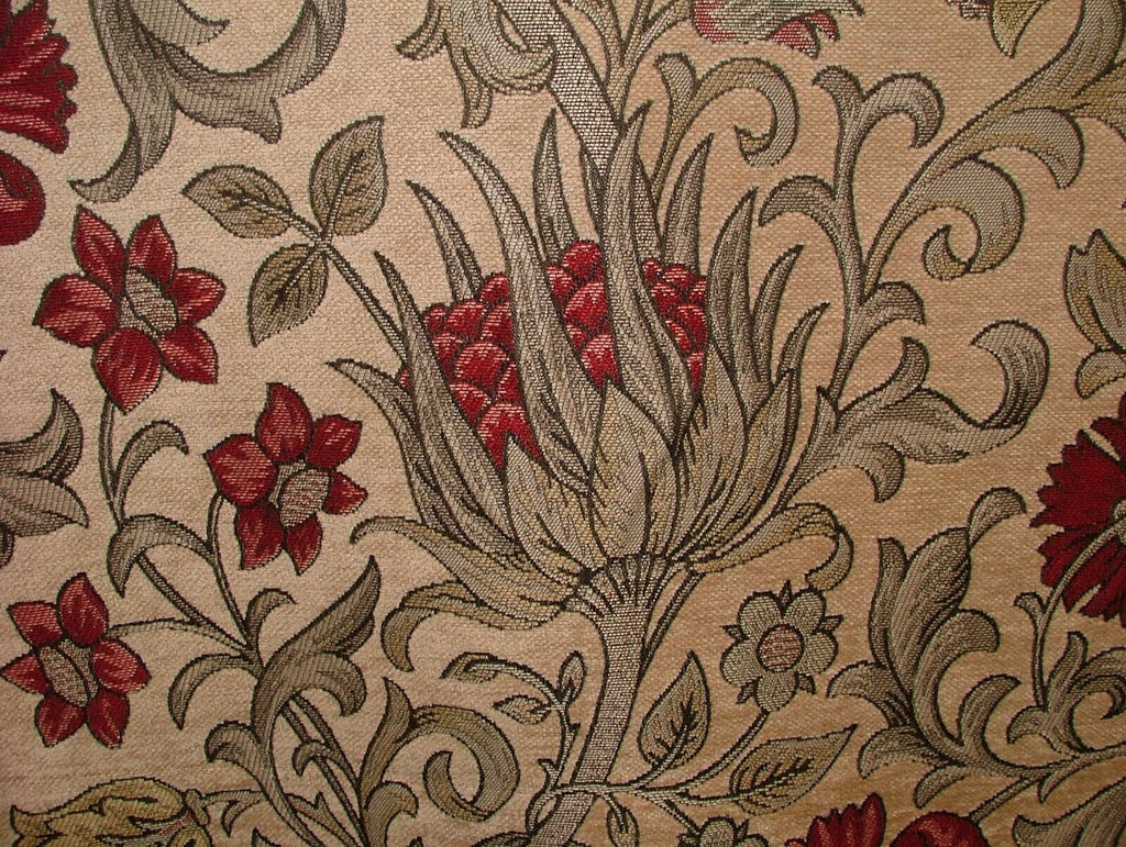Scottish Thistle Ruby Chenille Fabric Curtain Cushion Upholstery Throws Blinds