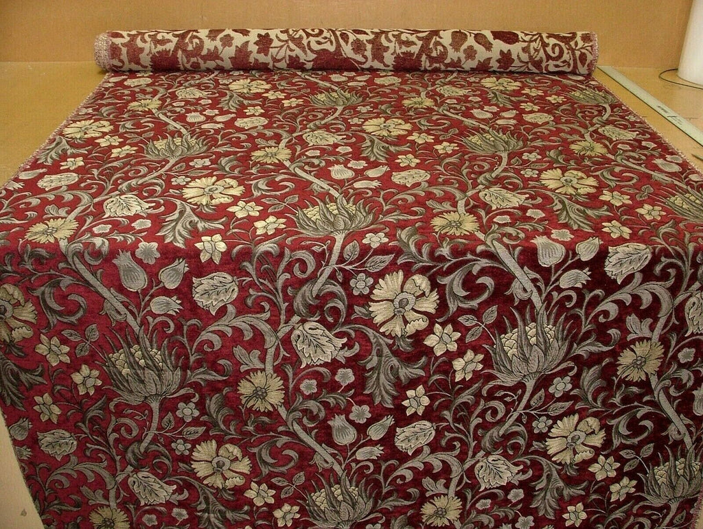 Scottish Thistle Red Chenille Fabric Curtain Cushion Upholstery Throws Blinds