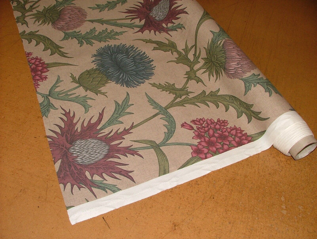 Scottish Thistle Foxglove Cotton Curtain Upholstery Cushion Roman Blind Fabric