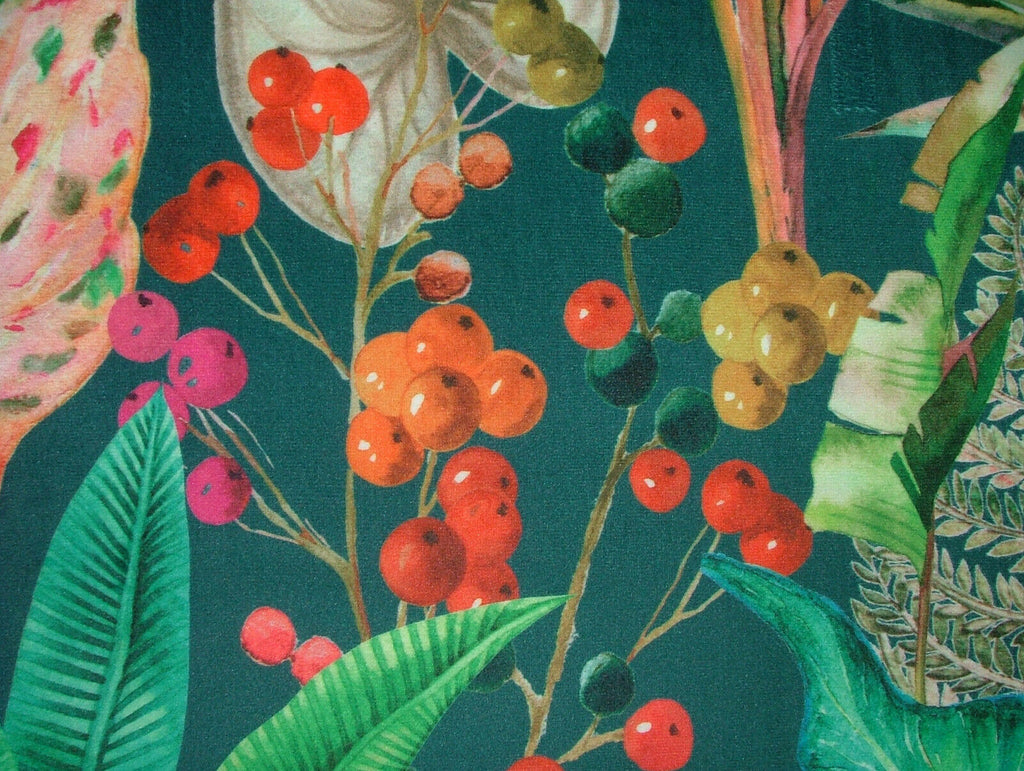 Tropical Palms And Plants Botanical Velvet Fabric Curtain Upholstery Cushion