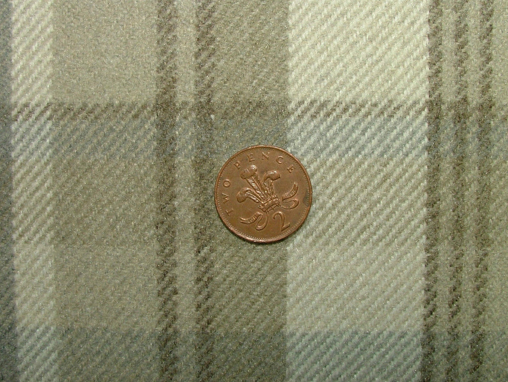 24m Elgin Taupe Wool Effect Washable Tartan Plaid Curtain Upholstery Fabric