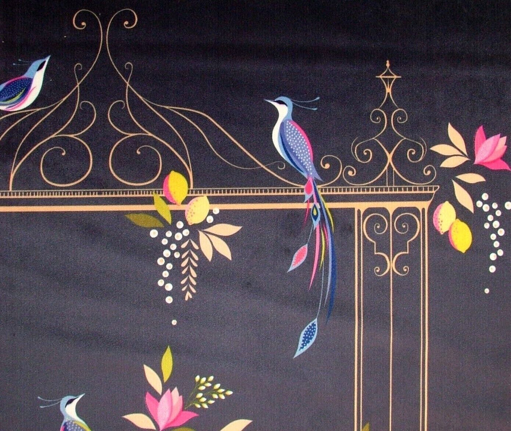 4 x Sara Miller Bird & Gate Navy Velvet Cushion Panels Fabric Cushion Bag Making