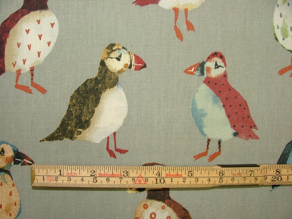 Puffin Birds Coastal Nautical Seaside Theme Cotton Curtain Upholstery Fabric