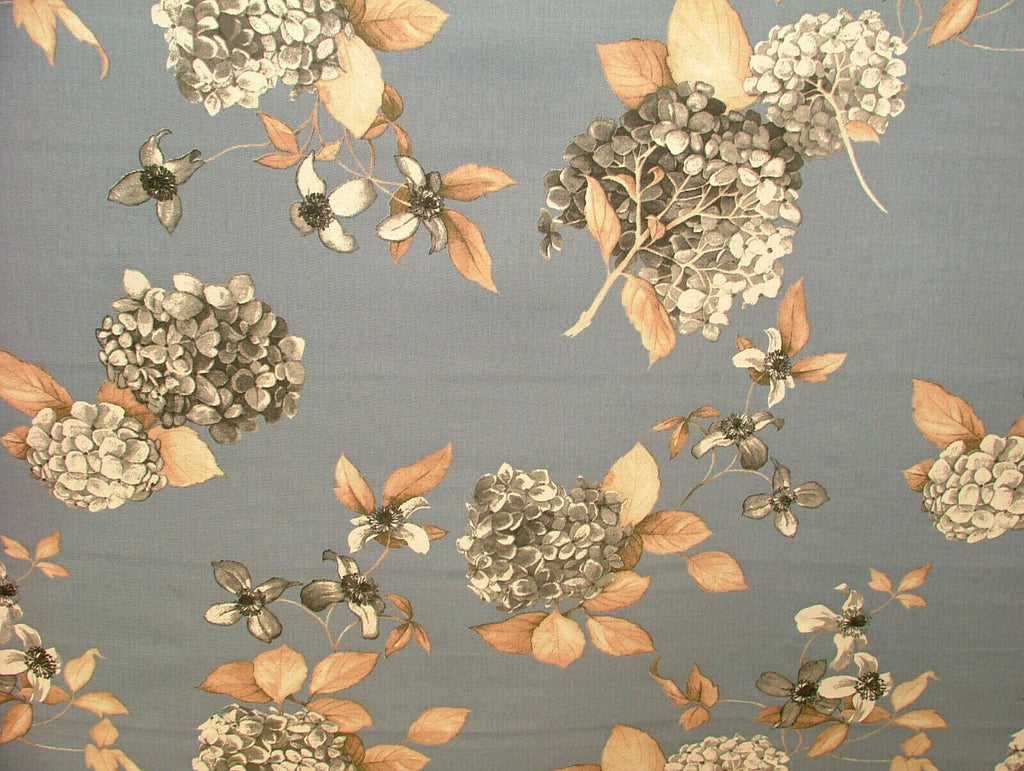10 Metres Hydrangea China Blue Floral Cotton Fabric Curtain Upholstery Cushion