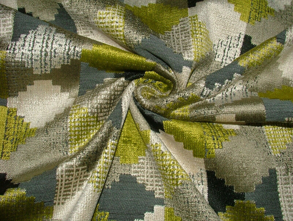 6.7 Metres Fauve Lime Thick Plush Soft Velvet Upholstery Cushion Caravan Fabric