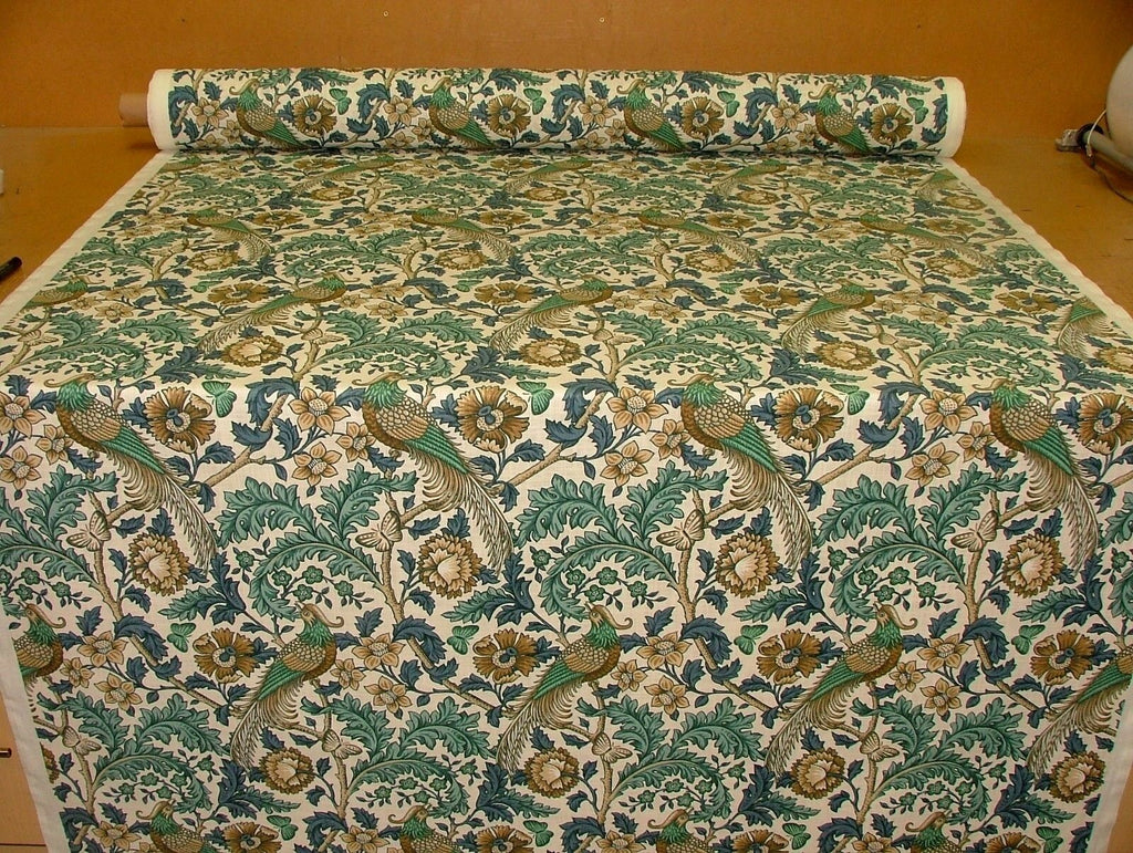 Oakmere Verdigris Cotton Curtain Upholstery Quilting Roman Blind Fabric Morris
