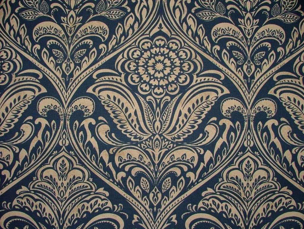 Windermere Indigo Blue Cotton Curtain Upholstery Cushion Roman Blind Fabric