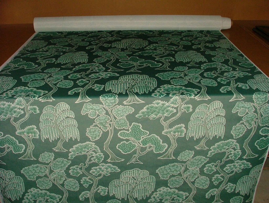 Japanese Japonica Oriental Tree Green Velvet Fabric Curtain Upholstery Cushion