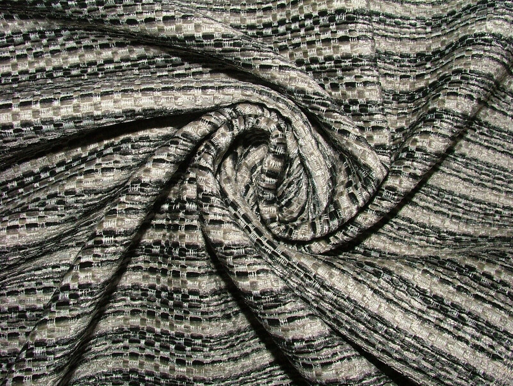 15 Metres Black And Grey Plush Chenille Fabric Curtain Cushion Upholstery