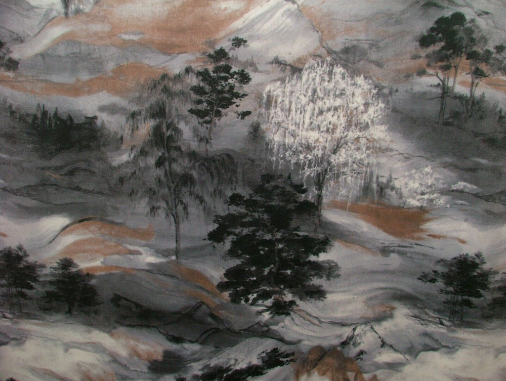14 Metres Chinoiserie Tree Ink Velvet Fabric Upholstery Settee Cushion