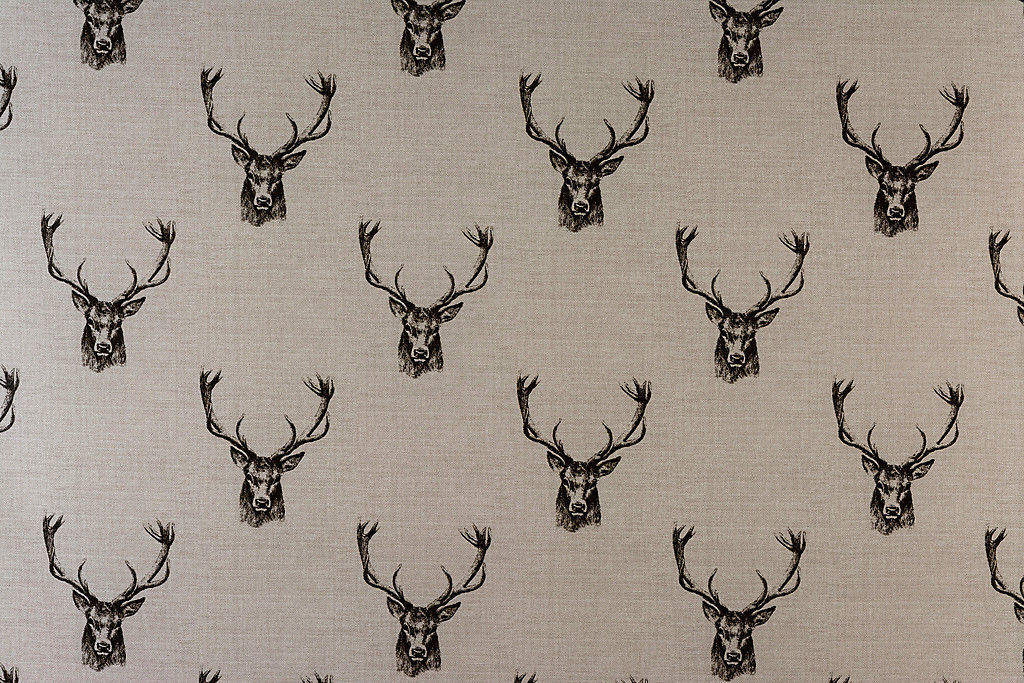 Fryetts Stags Charcoal 100% Cotton Curtain Upholstery Craft Quilting Fabric
