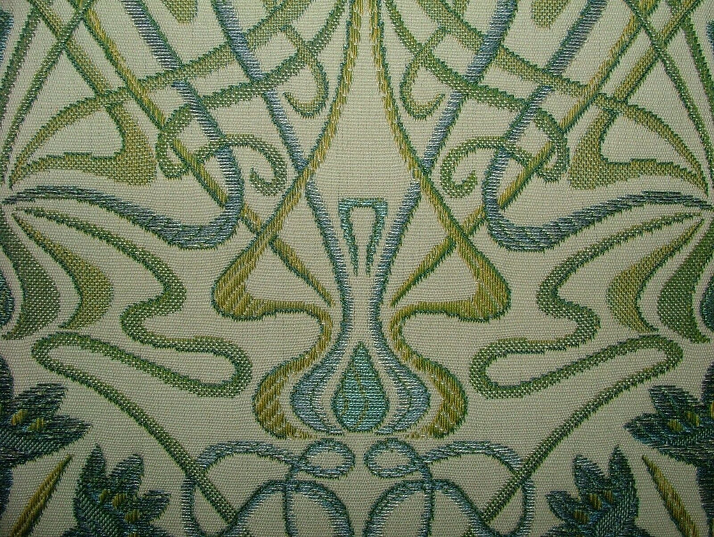 10 Metres Art Nouveau Prussian Blue Thick Jacquard Curtain Upholstery Fabric