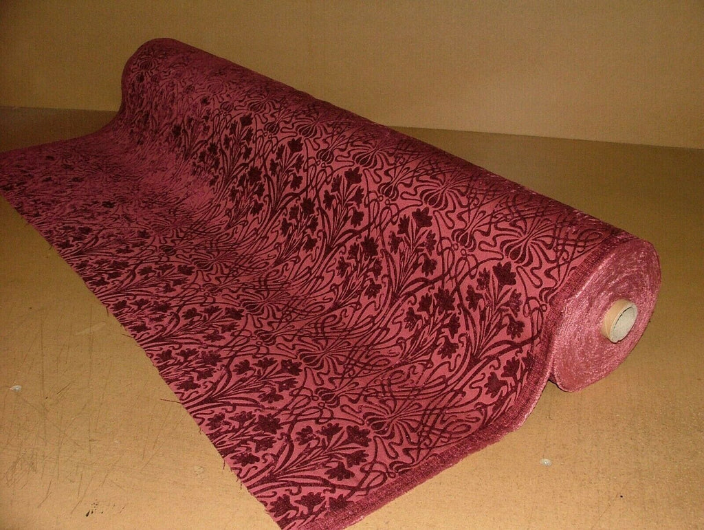 Art Nouveau Carmine Red Thick Chenille Fabric Curtain Upholstery Cushion Blinds